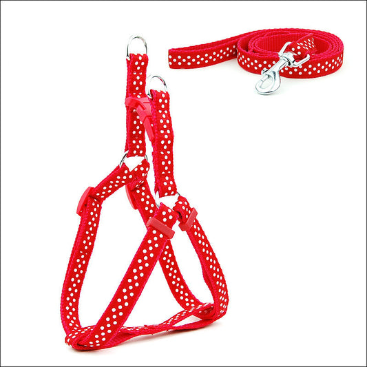 Polka Dot Dog Leashes & Chest Straps for Small/Medium Dogs